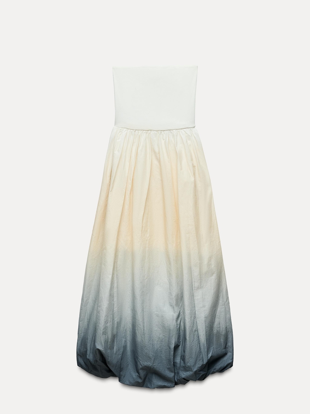 Ombre Balloon Hem Dress in Cream to Blue